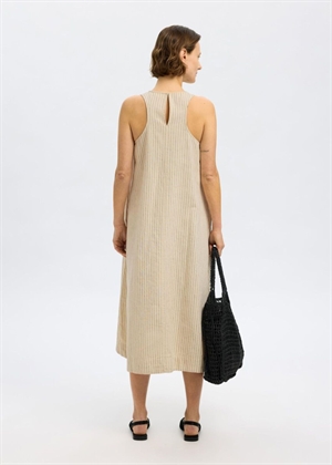 Johanne sl striped midi kjole Birch Stripes/Chestnut Selected Femme 